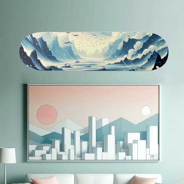 Skateboard Rain Hail Migrating Birds Snow Mountains Scenery  (Rain Hail Migrating Birds Snow Mountains Scenery Skateboard)