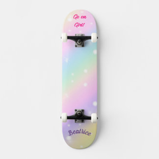 Skateboard Rainbow Girly Nom personnalisé