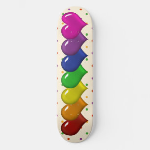 Skateboard Rainbow Hearts et filles Pois Skatedeck