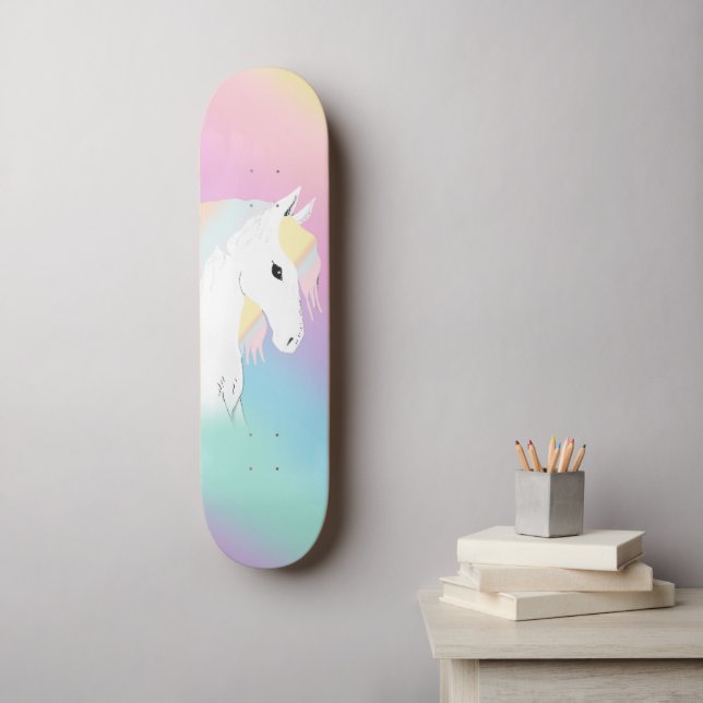 Skateboard Rainbow Horse Unicorn Equestrium Girly (Art mural)