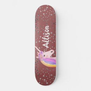 Skateboard Rainbow Unicorn Pink Rose Girls Personalized