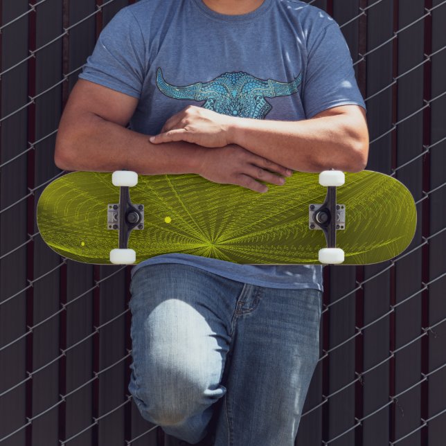 Skateboard Rayons de psychédélique vert électrique (Extérieur 3)