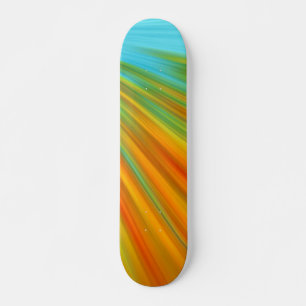 Skateboard rayures Abstraites rouge jaune orange vert sur ble