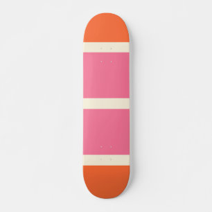 Skateboard Rayures Simples en Rose, Orange et Crème