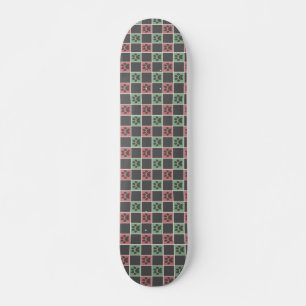 Skateboard Red and green Christmas Themed Paw print pattern