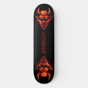 skateboard Red Devil Head with Horns 