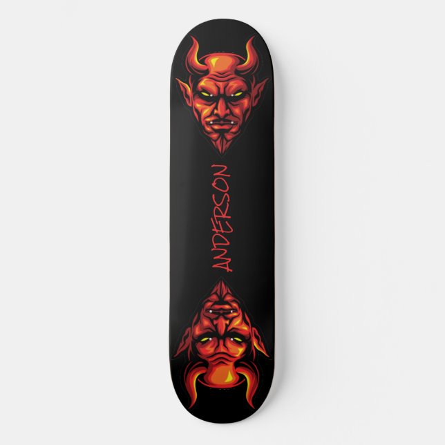 skateboard Red Devil Head with Horns  (Front)