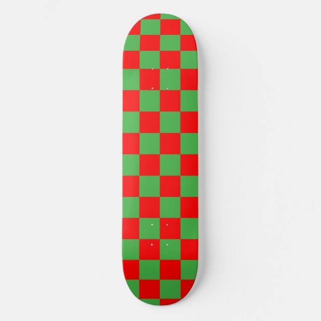 Skateboard Red Green Check À damiers Motif (Recto)
