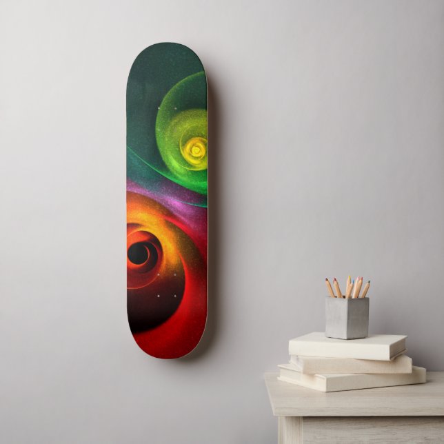 Skateboard Red Green Yin Yang Moderne Motif d'art Abstrait #2 (Art mural)