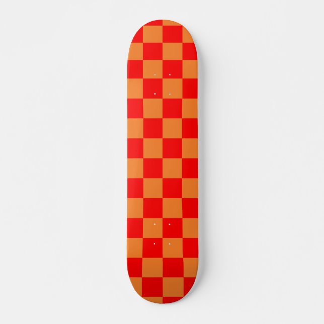Skateboard Red Orange Check À damiers Motif (Devant)
