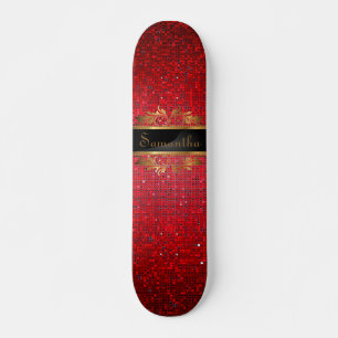 Skateboard Red Parties scintillant Sequin Disco Old School Sk
