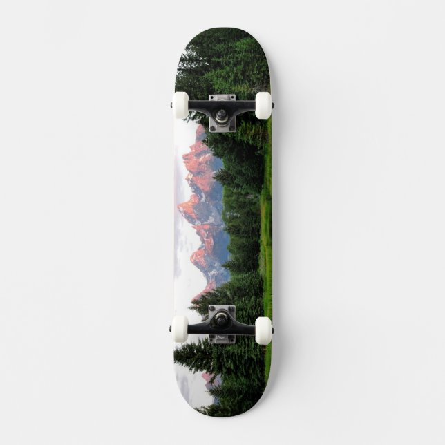 Skateboard Réflexions grandes de Teton au-dessus de l'étang (Recto)