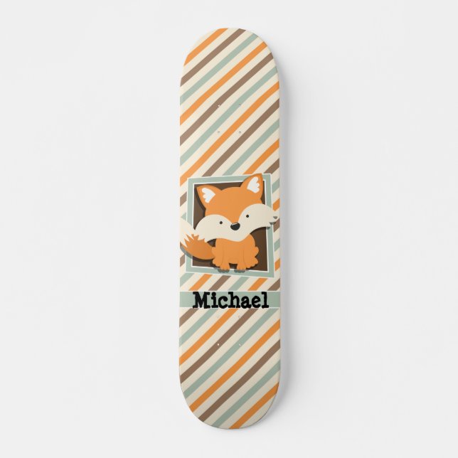 Skateboard Renard boisé; Vert sage, Orange, Brown rayures (Devant)