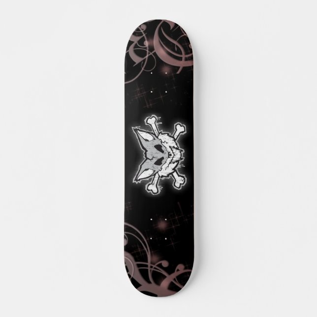 Skateboard renard et os croisés (Devant)