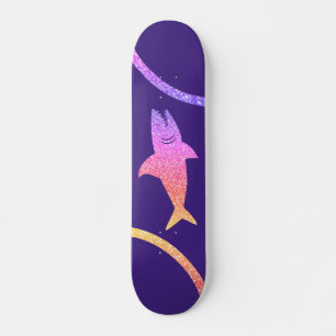 Skateboard Requin Arc-en-ciel Parties scintillant Patinage vi