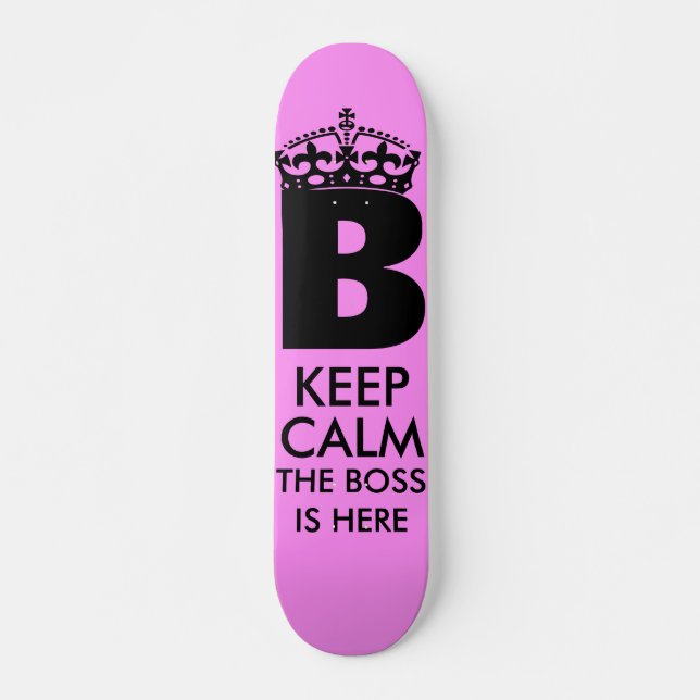 Skateboard Restez calme Queen B est ici (Devant)