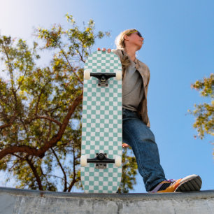 Skateboard Retro 90s Turquoise À damiers Motif Checkerboard