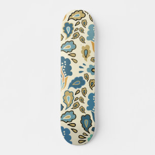 Skateboard Retro Blue Floral Pattern Cool tendance