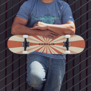 Skateboard Retro Burst Terracotta Personnalisé Nom