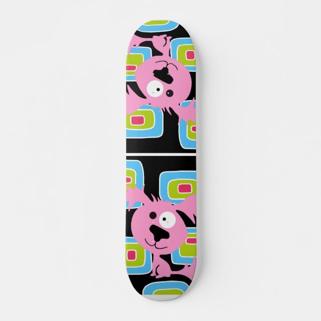 Skateboard Rétro chien rose de Bubblegum (Devant)