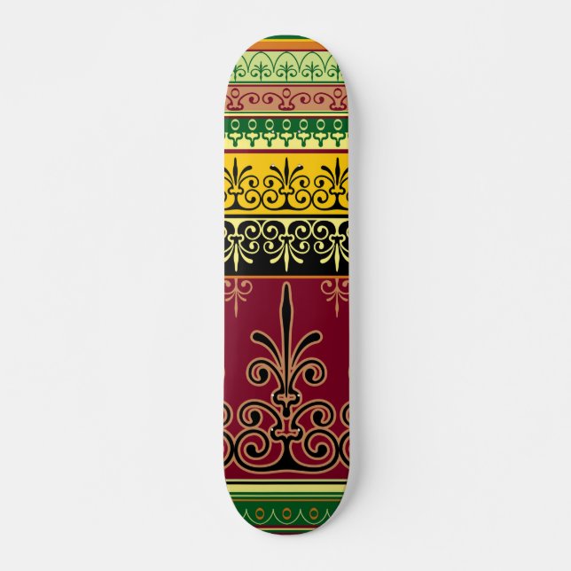 Skateboard Retro Colorful Bourgogne Vert Abstrait Cool tendan (Devant)