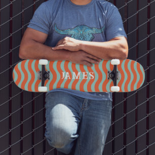 Skateboard rétro esthétique trippy rayures ondulées personnal