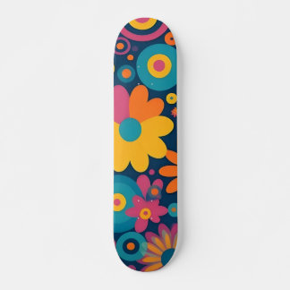 Skateboard Retro Floral Burst