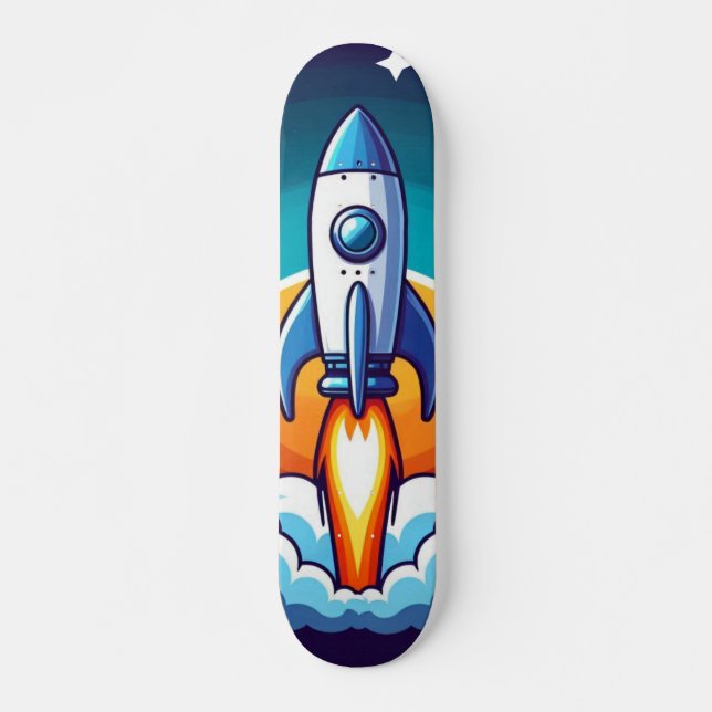 Skateboard Retro, fusée spatiale (Devant)
