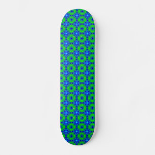 Skateboard Retro Margeriten u. Sterne Artdeco in grün blau