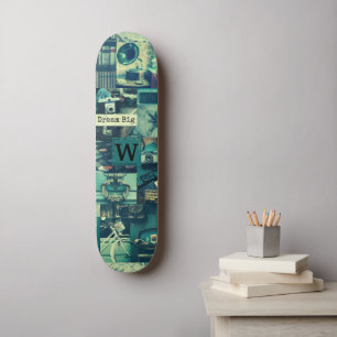 Skateboard Retro Mood Board Vintage Tech Collage Monogramme