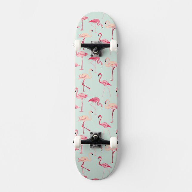 Skateboard Rétro motif de Flamant rose (Recto)