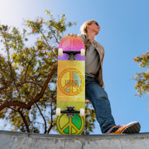 Skateboard Rétro Psychedélisme Coloré Unisexe Signes de Paix