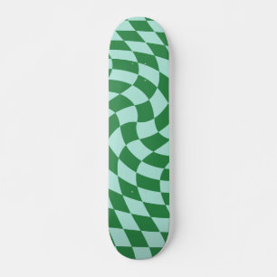 Skateboard Retro Vert Et Bleu Dépoli À damiers Tableau De Bor