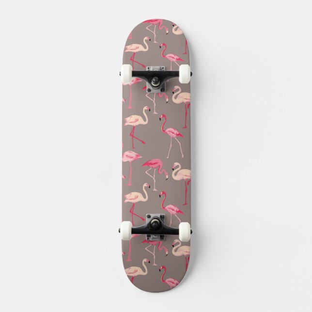 Skateboard Rétros Flamants roses (Recto)