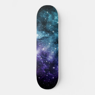 Skateboard Rêve de nébuleuse de galaxie violette Turquoise #1