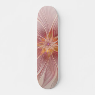 Skateboard Rêve floral rose pâle Art fractal abstrait Fleur