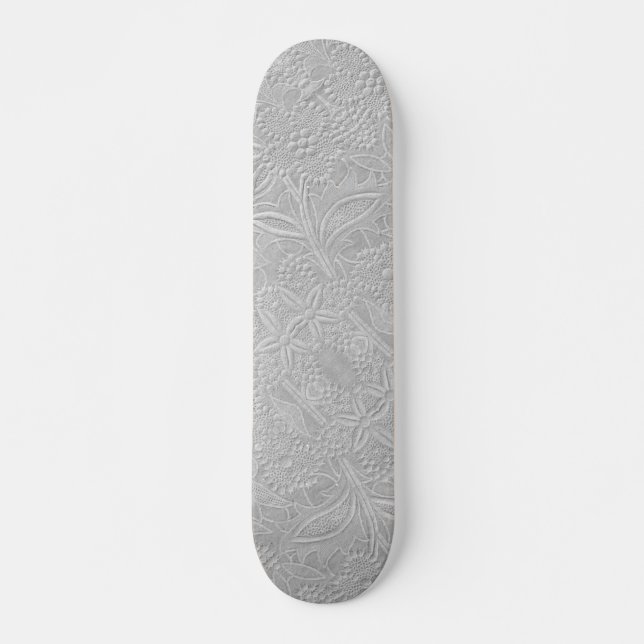 Skateboard Revêtement floral gris (Devant)