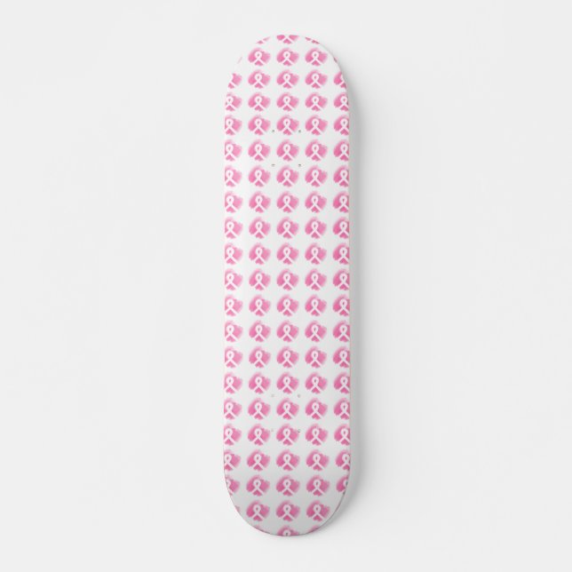Skateboard Ribbon de sensibilisation au cancer du sein Aquare (Devant)