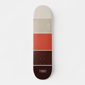 Skateboard Riche brun acajou rayé de beige