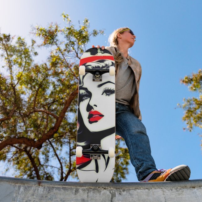 Skateboard Ride the Artistic Vibe : Cute Pop Art Girl (Extérieur 1)