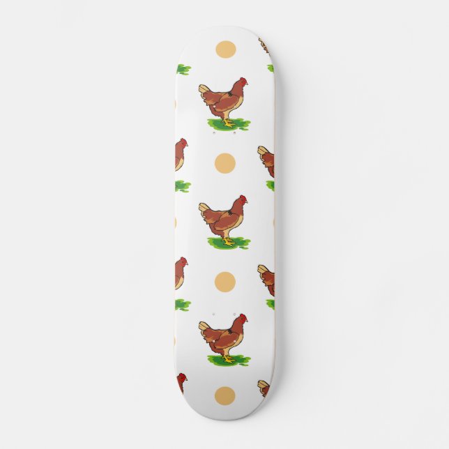 Skateboard Rooster mignon, Poulet, Pois Tan (Recto)