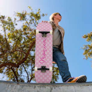 Skateboard Rose à pois personnalisé