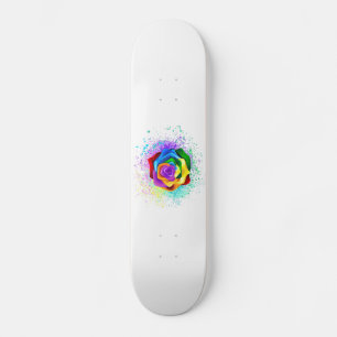 Skateboard Rose arc-en-ciel coloré