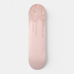 Skateboard Rose de luxe Gold Sparkly Glitter Fringe