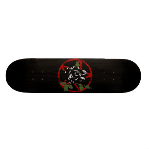 Skateboard Rose et pentagone étoilé de noir