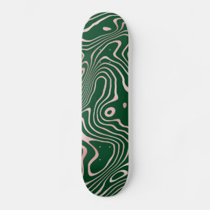 Skateboard Rose Gold liquid swirl Abstract Green Design