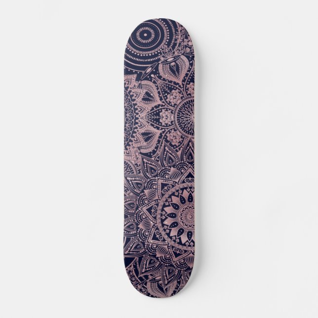 Skateboard Rose Gold Mandala Collection Blue Design (Recto)