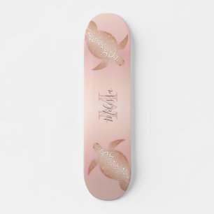 Skateboard Rose Gold Turtle Blush Abpricot Monogram Tropical