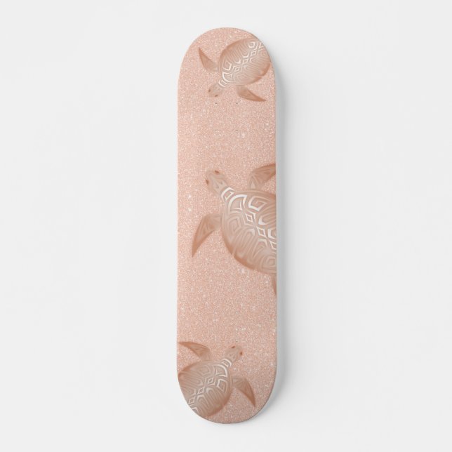 Skateboard Rose Gold Turtle On Rose Gold (Devant)