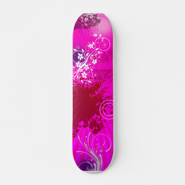 Skateboard Rose grunge urbain (Devant)